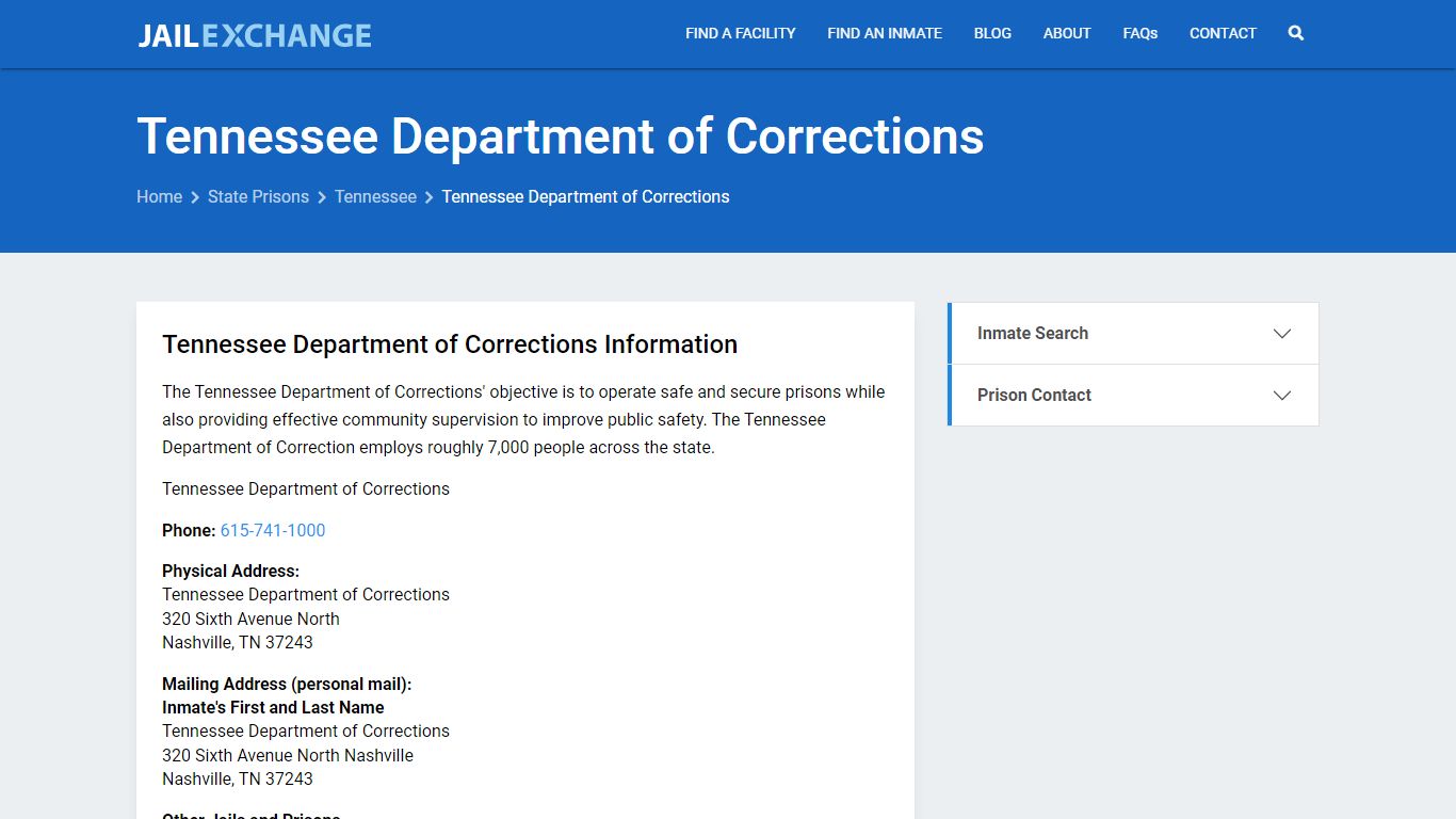 Tennessee Department of Corrections Inmate Search, TN - Jail Exchange